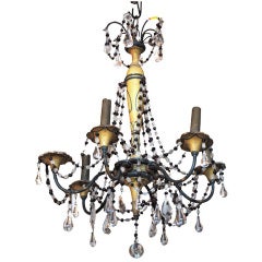 19th Century Six Arm Iron & Wooden Chandelier 6