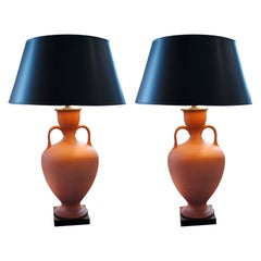 Pair of Neoclassical Style Terra Cotta Lamps
