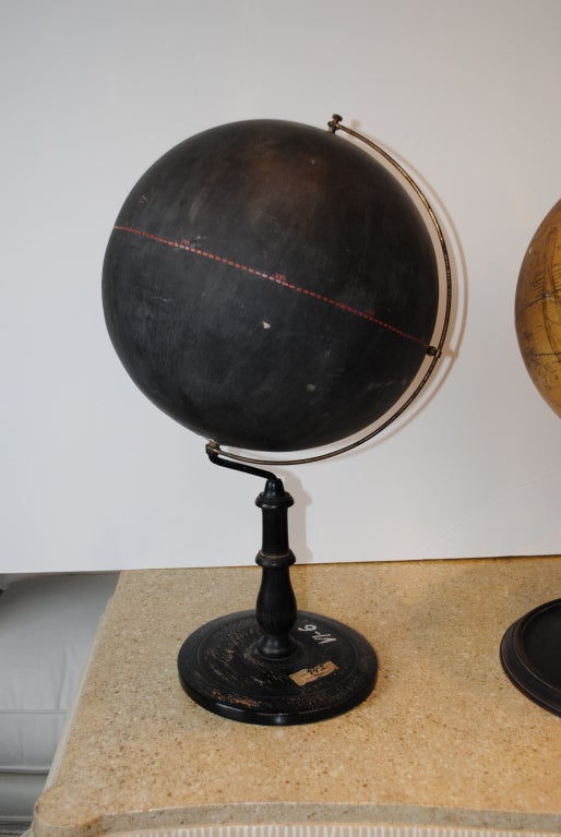 Set of ten globes ranging in style, size, origin and time period. Great as a collection but sold and priced individually.<br />
<br />
Image 8- #11183: Large French Globe with Silver Rim and Wooden Base, 19th C. 21