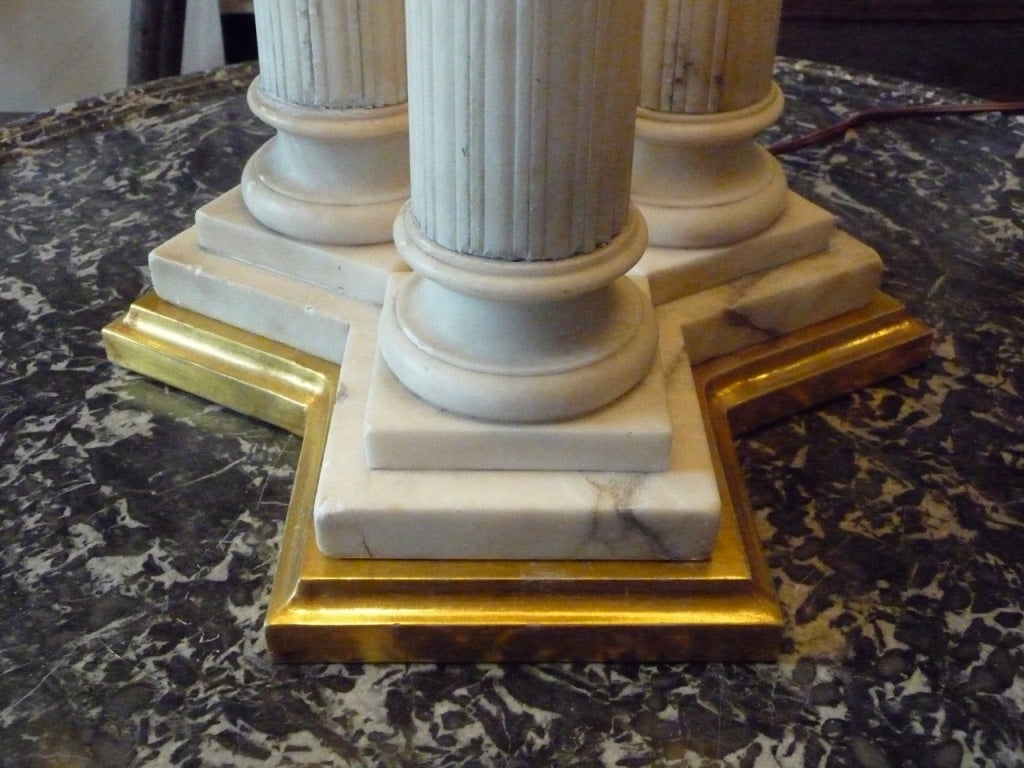 Italian 19th Century Neoclassical Three Column Marble Table Lamp
