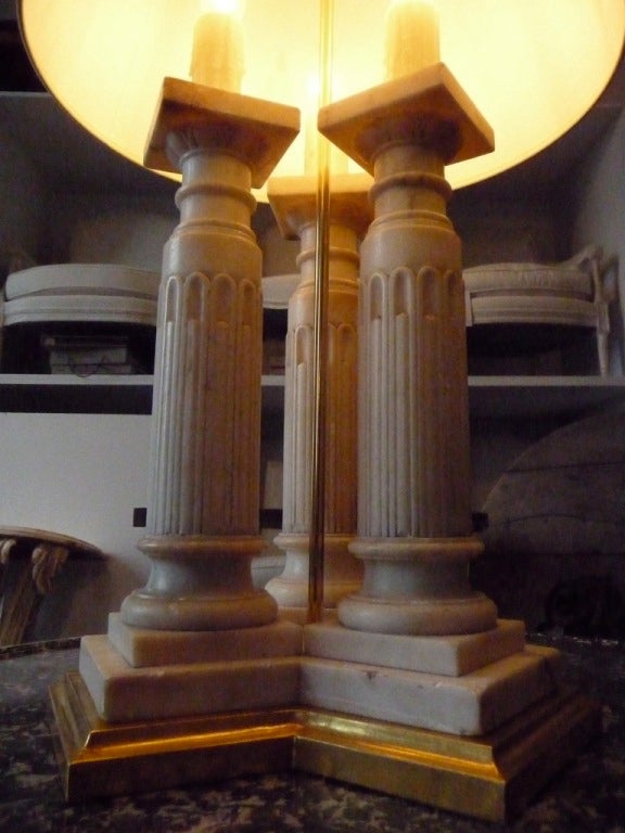 19th Century Neoclassical Three Column Marble Table Lamp 2