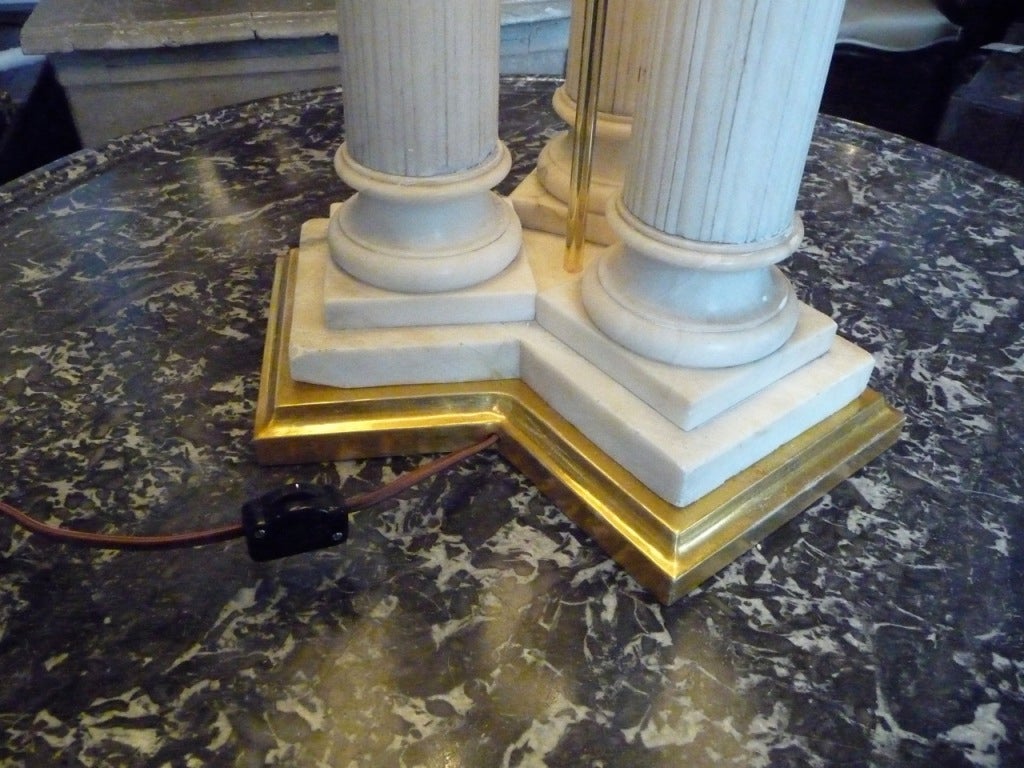19th Century Neoclassical Three Column Marble Table Lamp 3