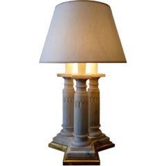 19th Century Neoclassical Three Column Marble Table Lamp