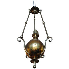 Antique Three Arm Brass Hall Lantern