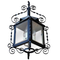 19th Century Four-Sided Arts & Crafts Iron Lantern 2