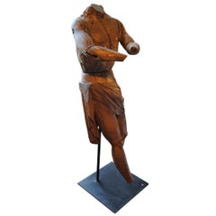 18th Century Carved Walnut Figure on Stand