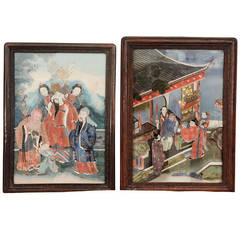 Two Chinese Reverse Paintings on Glass