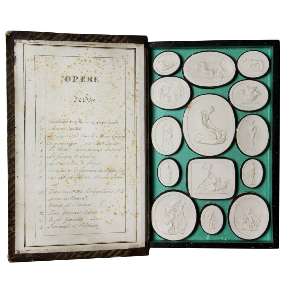 Italian Book Form Box of Plaster Intaglios