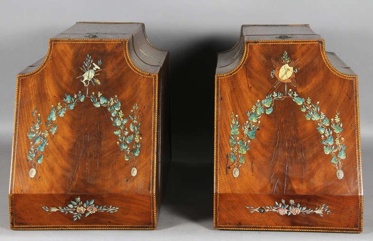 Pair Of George III Mahogany And Painted Knife Boxes 1