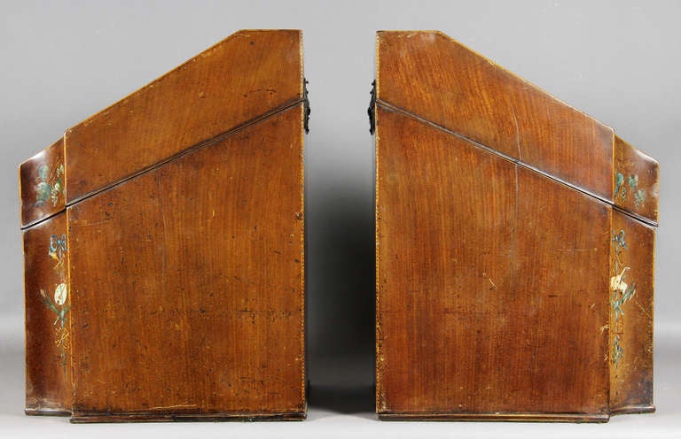 Pair Of George III Mahogany And Painted Knife Boxes 2