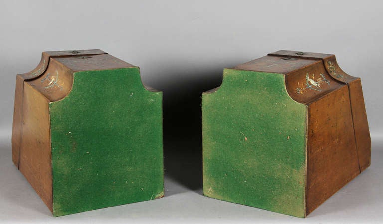 Pair Of George III Mahogany And Painted Knife Boxes 5