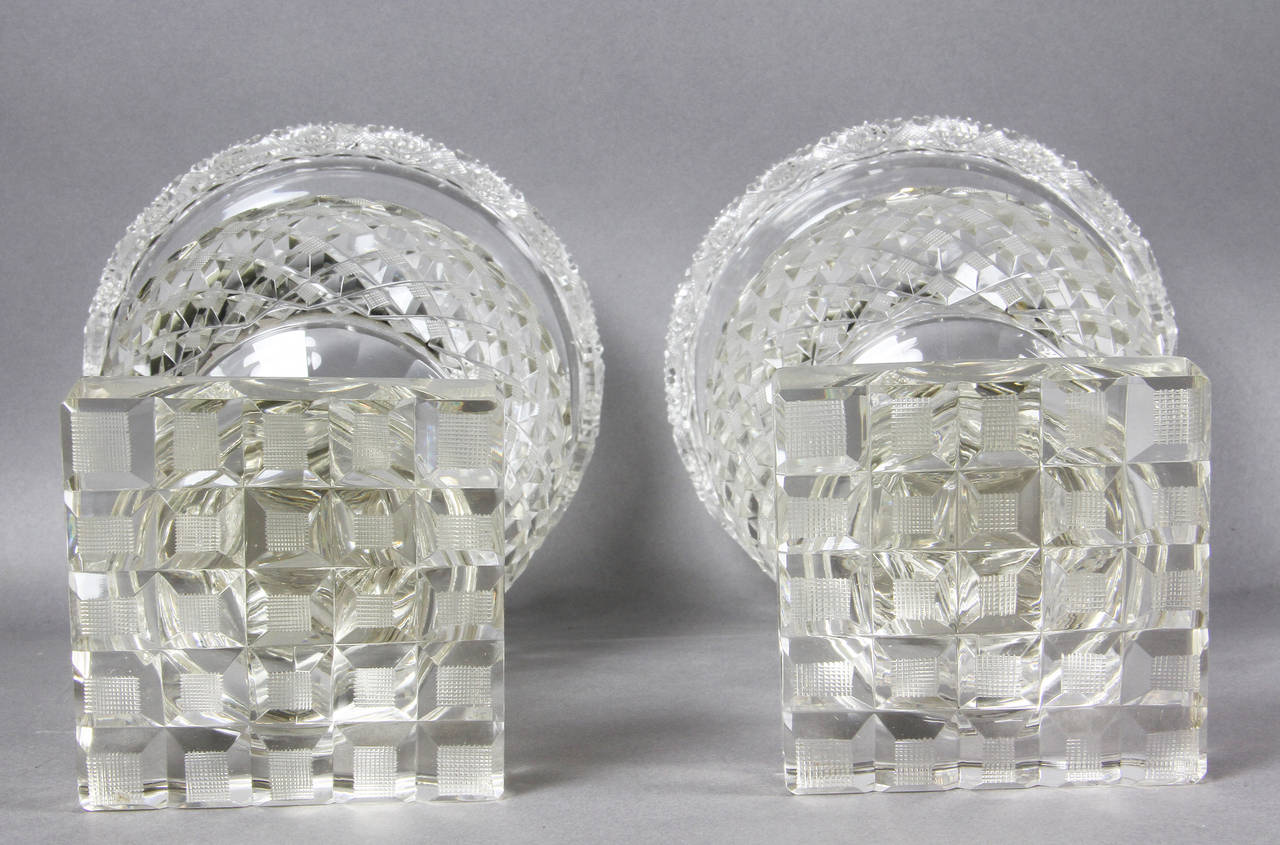 Pair Of Anglo Irish Cut Glass Covered Jars 5