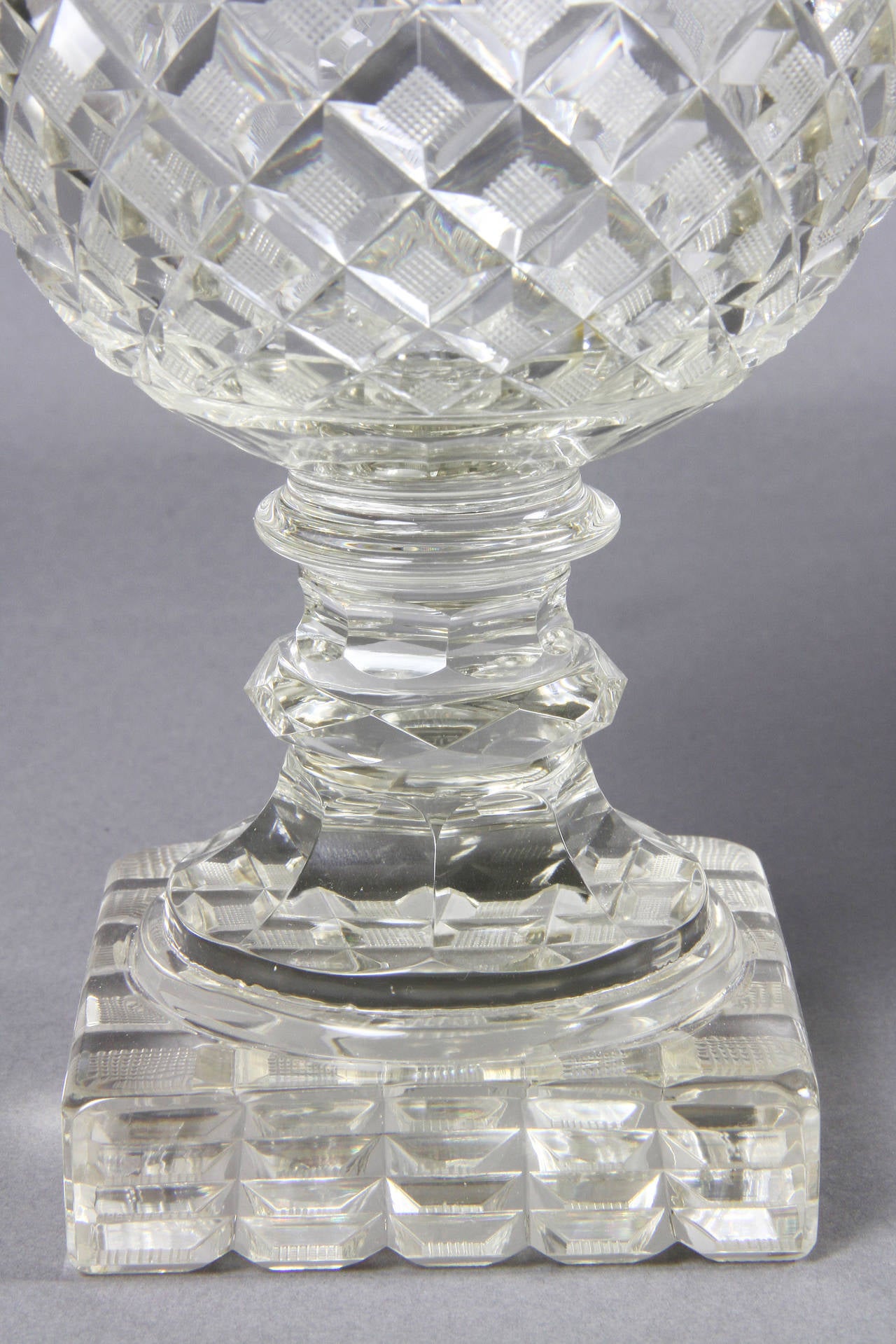 19th Century Pair Of Anglo Irish Cut Glass Covered Jars