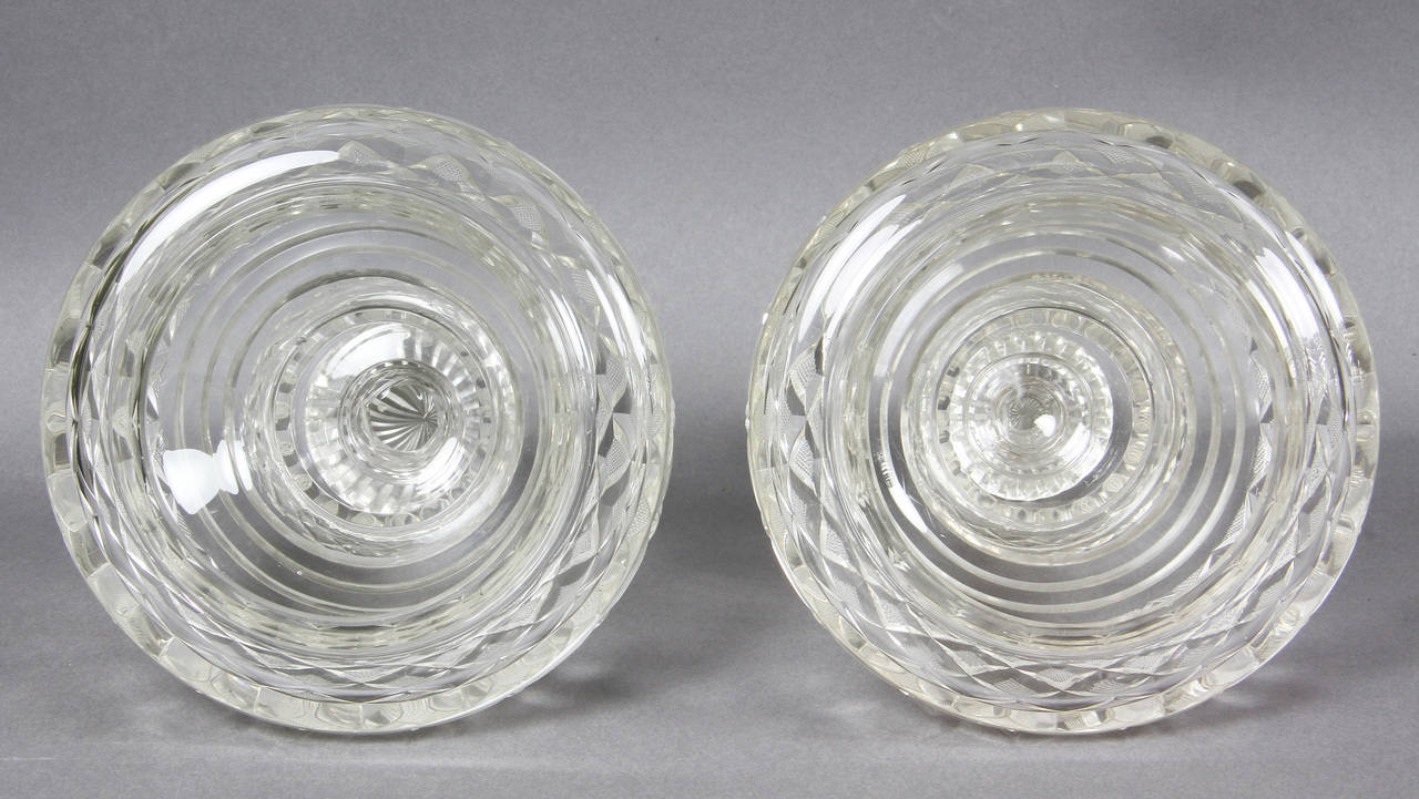 Pair Of Anglo Irish Cut Glass Covered Jars 3
