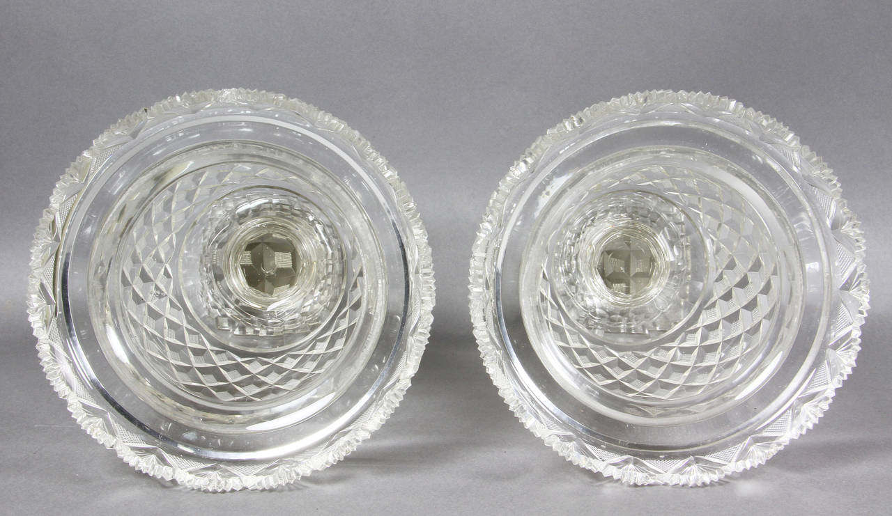 Pair Of Anglo Irish Cut Glass Covered Jars 4