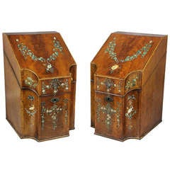 Pair Of George III Mahogany And Painted Knife Boxes