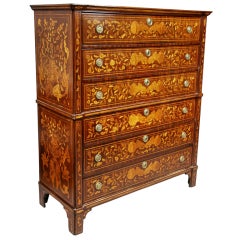 Dutch Neoclassic Marquetry Tall Chest Of Drawers