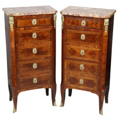 Pair Of Louis XV Style Tulipwood Petit Commodes