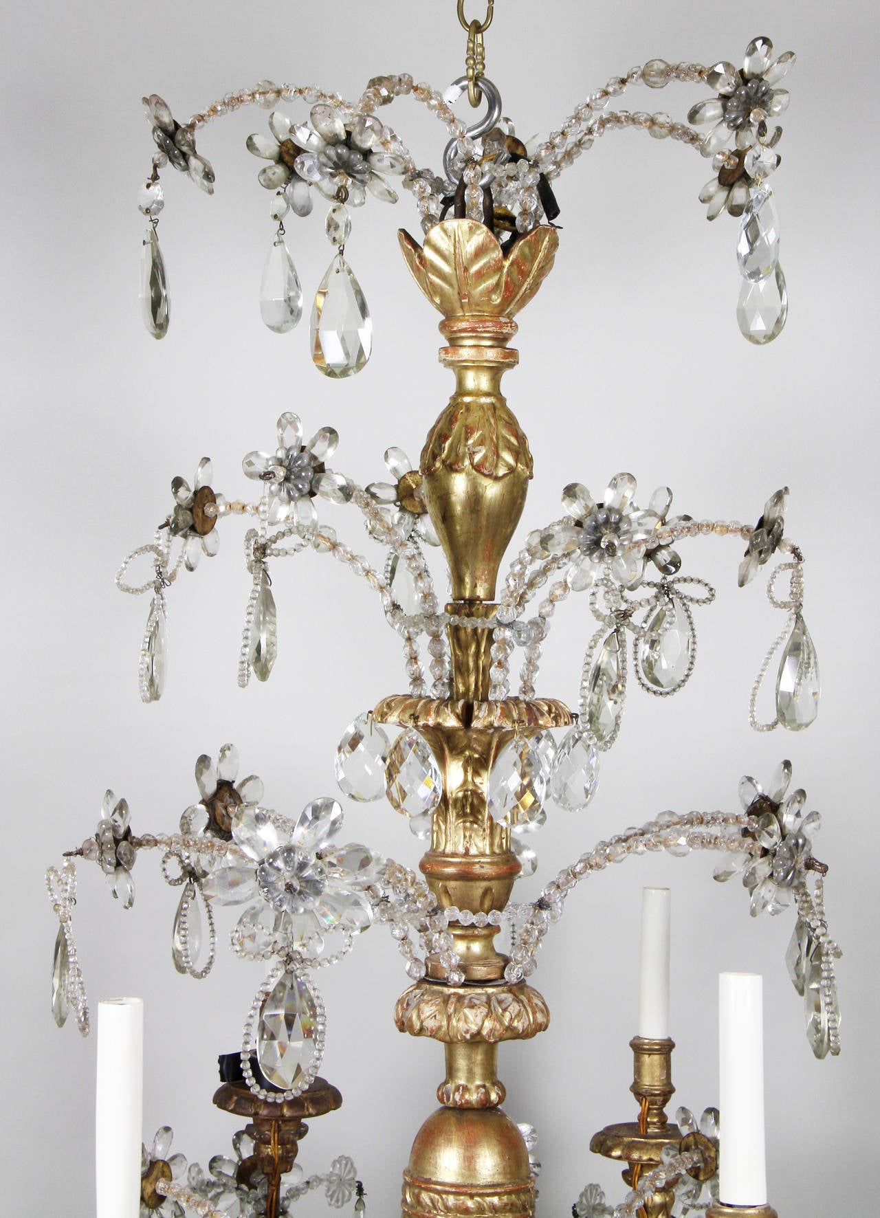 Neoclassical French Giltwood and Cut Crystal Chandelier from Club El Morocco