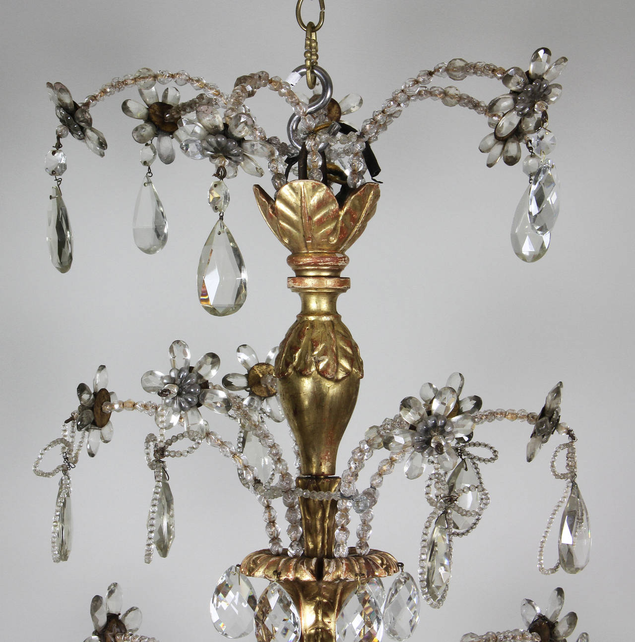 French Giltwood and Cut Crystal Chandelier from Club El Morocco In Good Condition In Essex, MA
