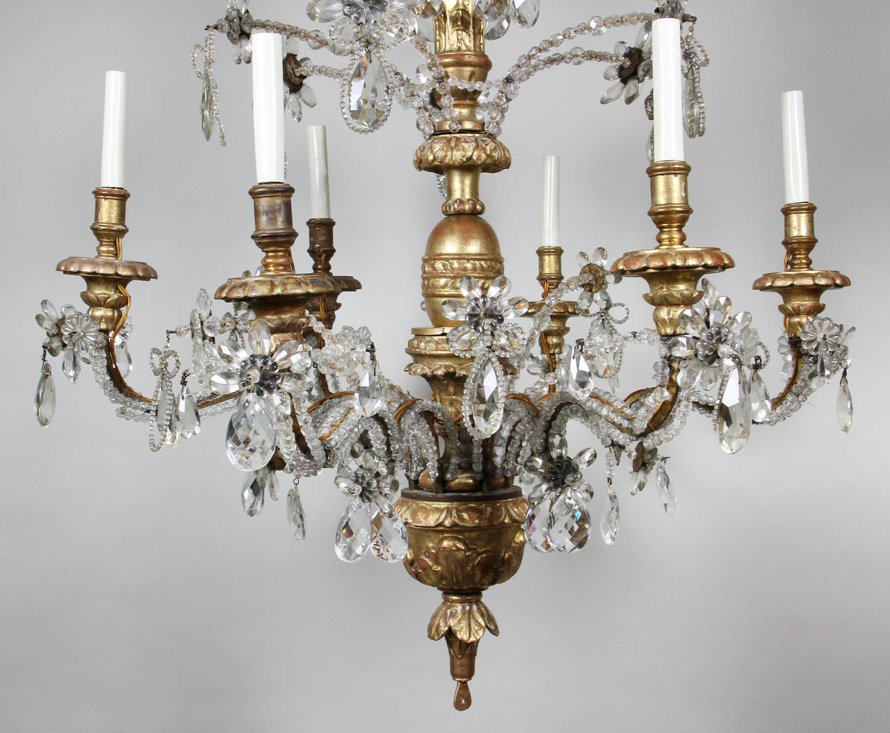 19th Century French Giltwood and Cut Crystal Chandelier from Club El Morocco