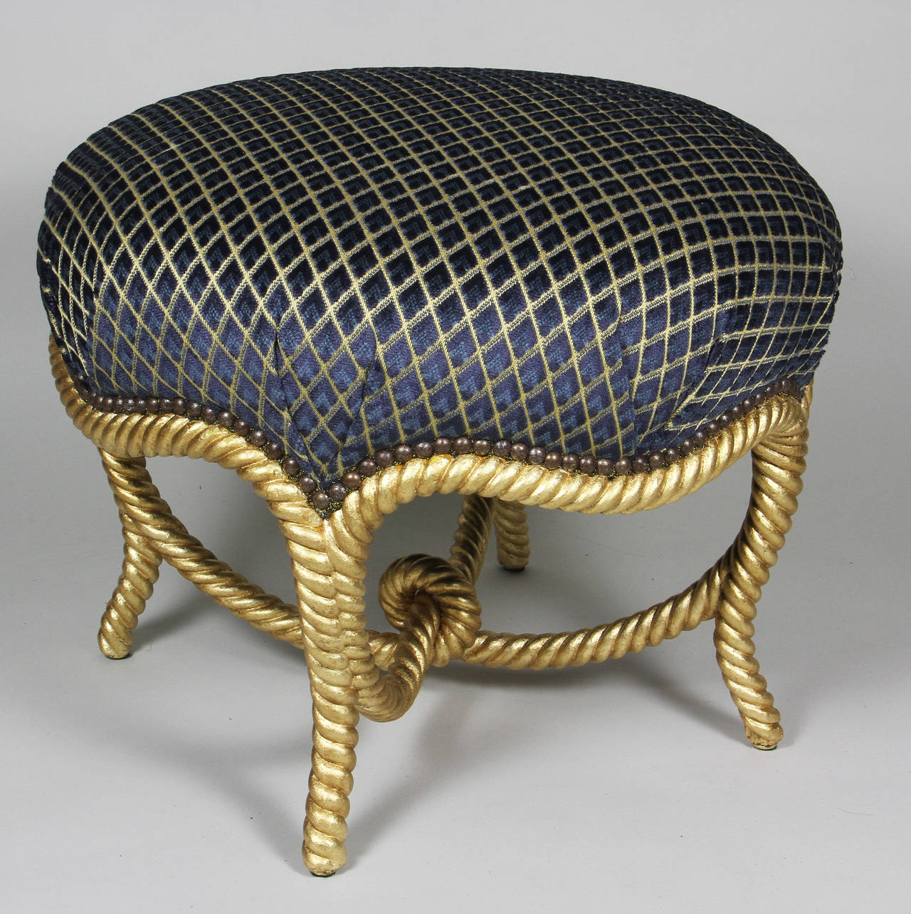 Napoleon III Giltwood Rope Carved Tabouret