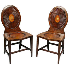 Pair Of George III Mahogany Hall Chairs