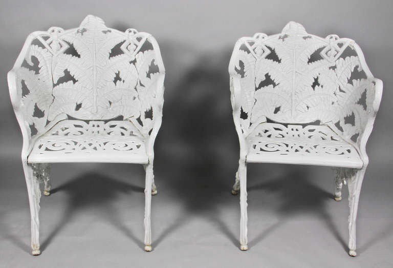 Victorian Pair Of English Cast Iron Arm Chairs