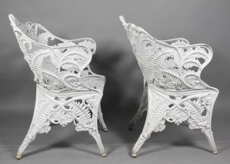 Pair Of English Cast Iron Arm Chairs 1