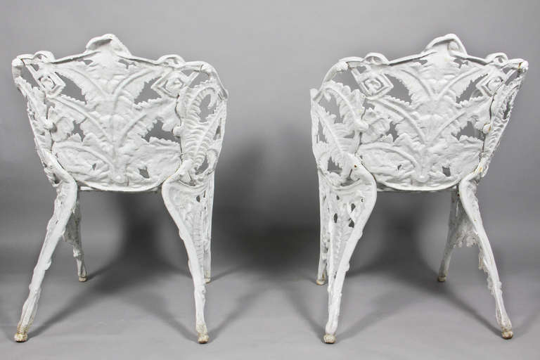 Pair Of English Cast Iron Arm Chairs 2