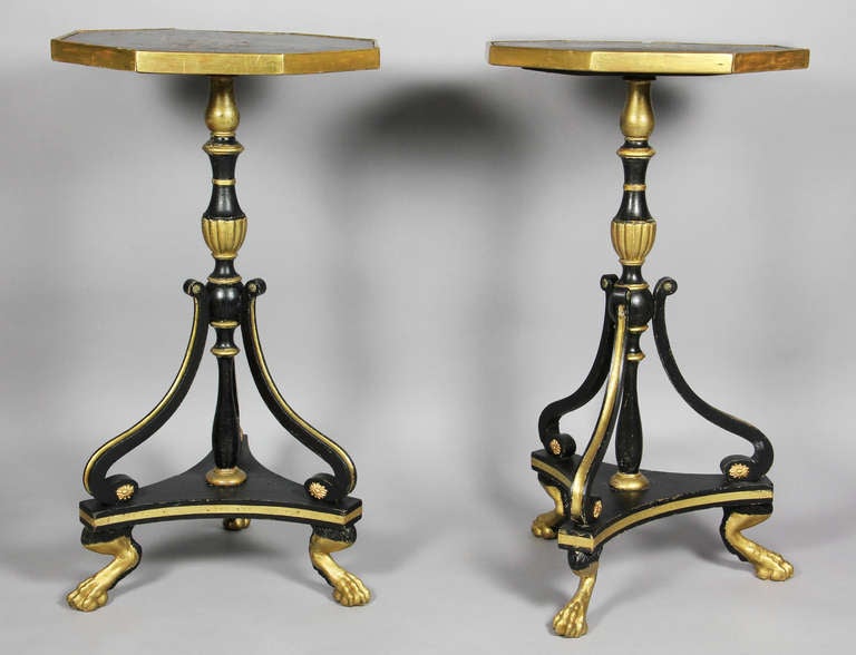 Pair Of Regency Japanned And Gilded Side Tables In Good Condition In Essex, MA