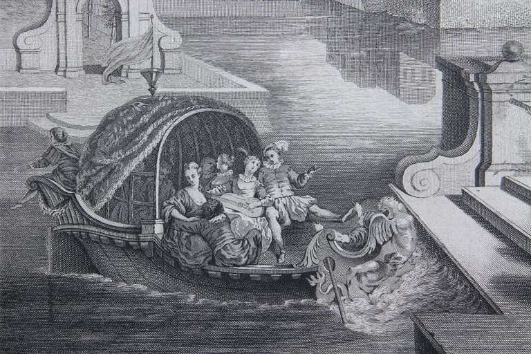 Ensemble de quatre gravures des quatre saisons d'après Watteau Excellent état à Essex, MA