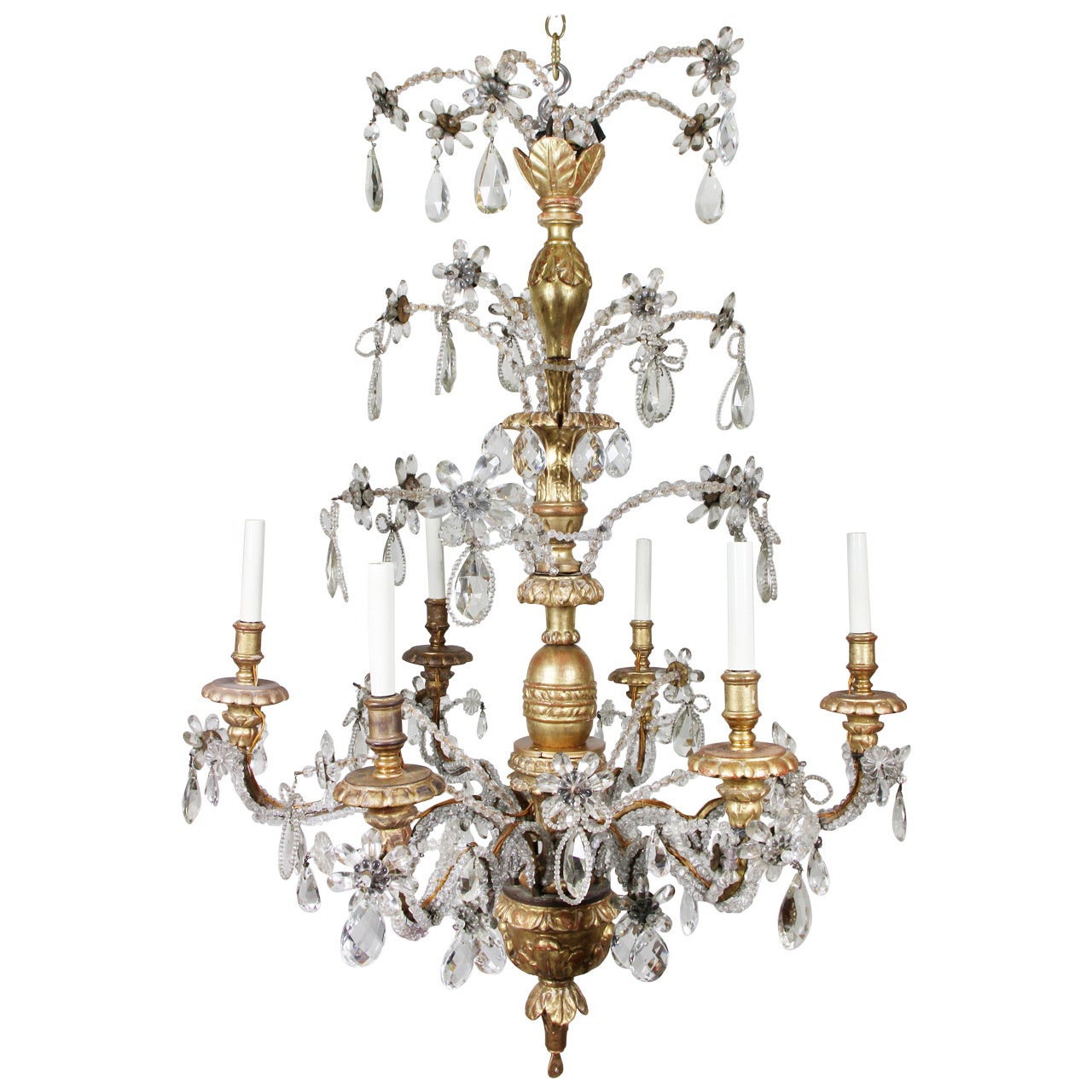 French Giltwood and Cut Crystal Chandelier from Club El Morocco