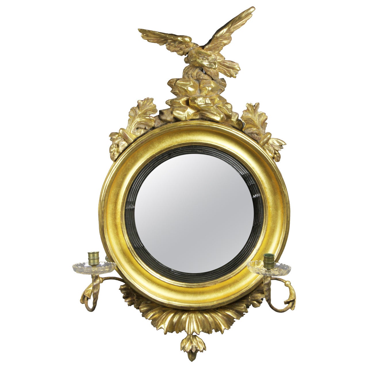 Regency Giltwood Girondole Convex Mirror