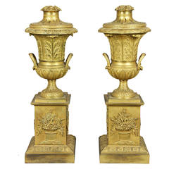 Pair of French Empire Ormolu Brule Parfums