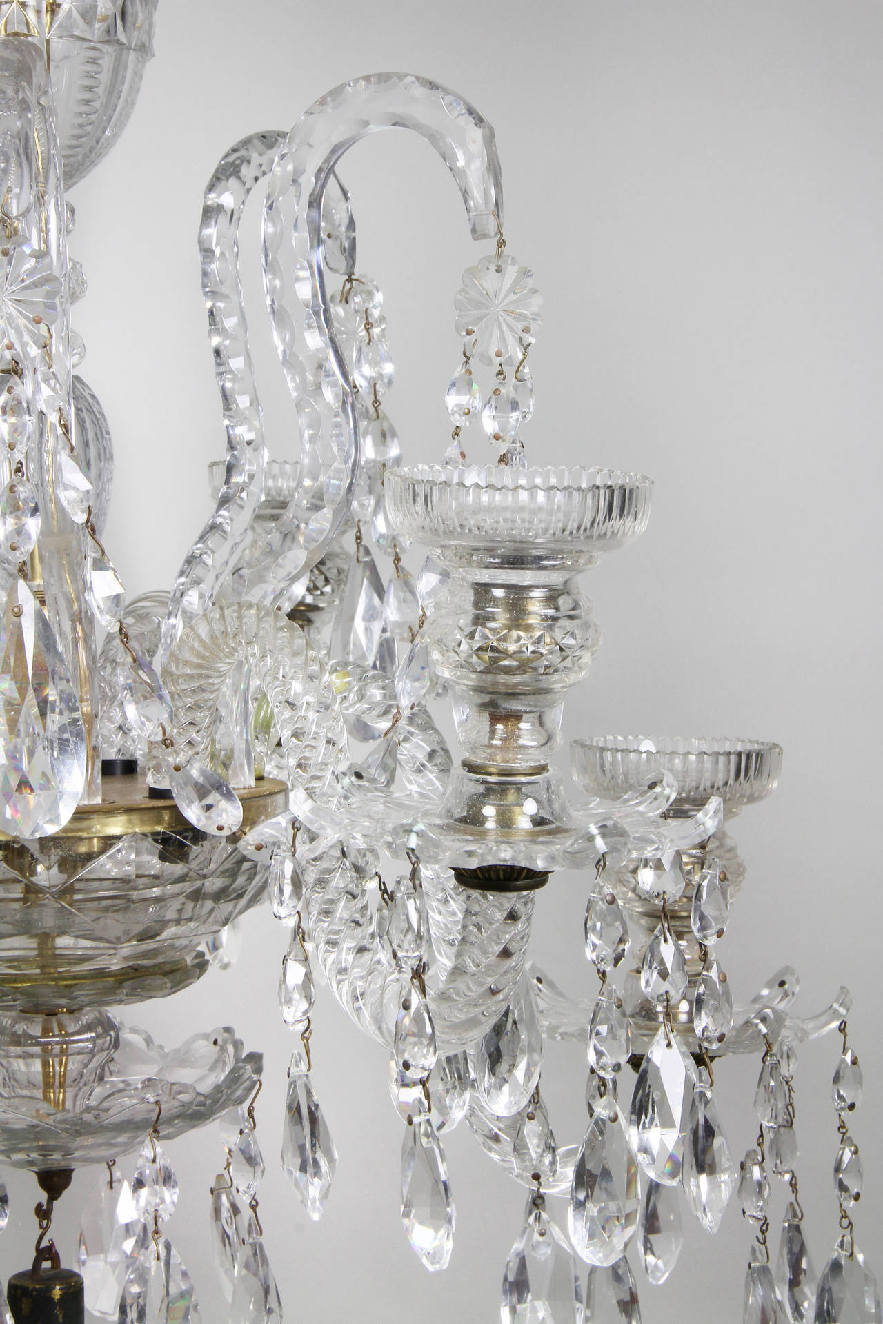 Anglo-Irish Cut-Glass Chandelier In Good Condition In Essex, MA