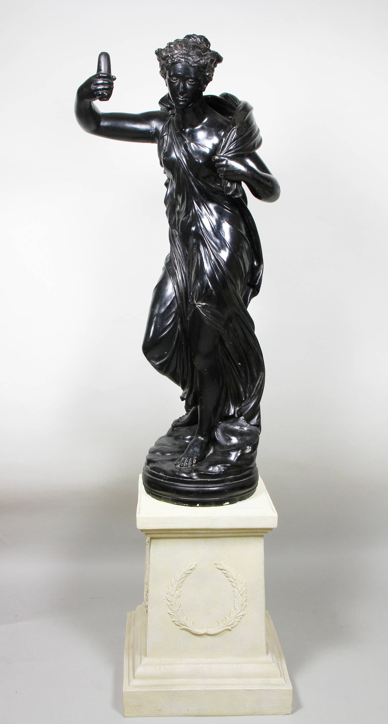 English Regency Ebonized Plaster Figure of a Classical Maiden