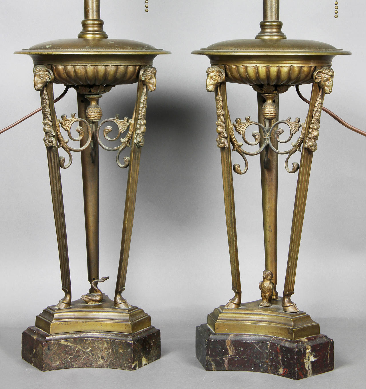 European Pair of Neoclassical Style Bronze Table Lamps