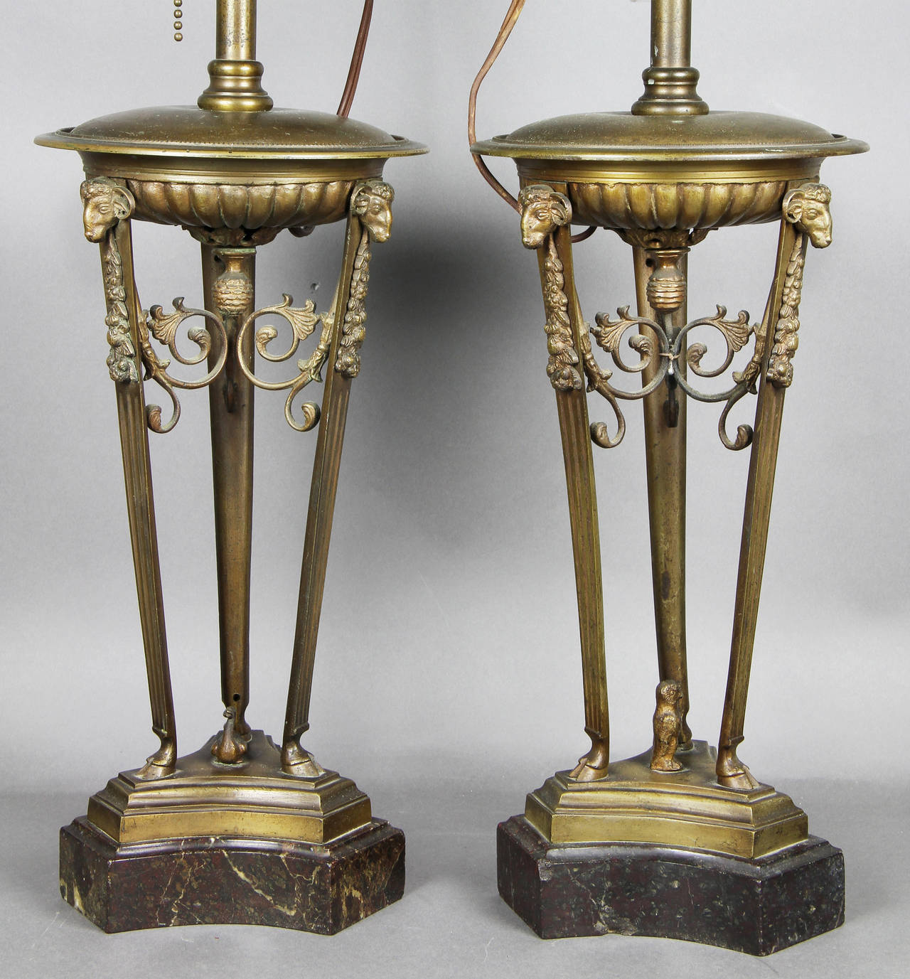 Pair of Neoclassical Style Bronze Table Lamps 5