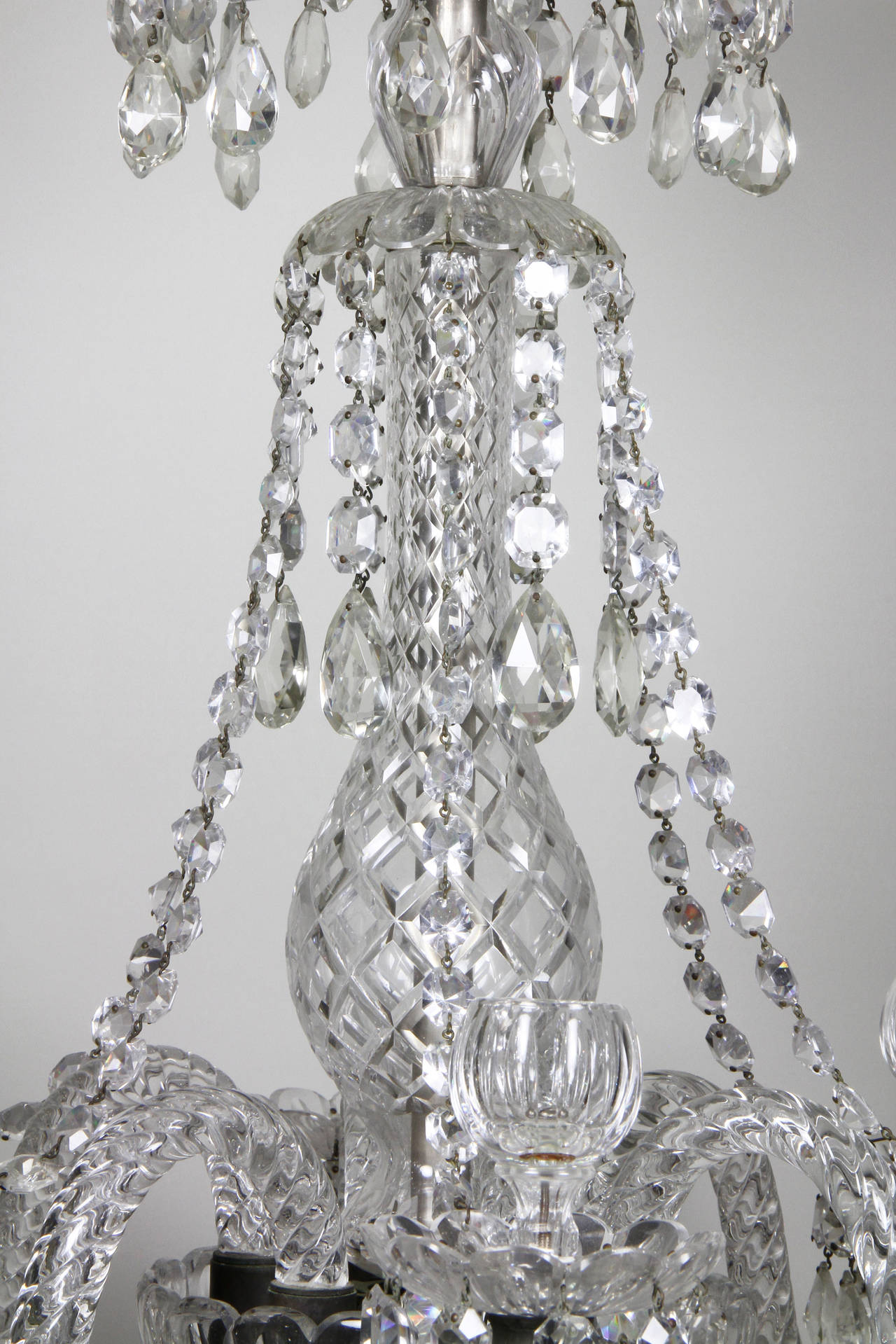 European Pair of Anglo Irish Cut Glass Chandeliers
