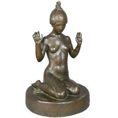 Art Deco Bronze of a Nude Young Woman 5