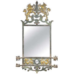 Antique European Painted And Wrought Iron Mirror