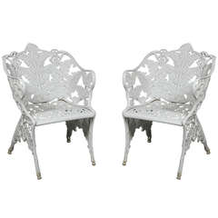 Pair Of English Cast Iron Arm Chairs