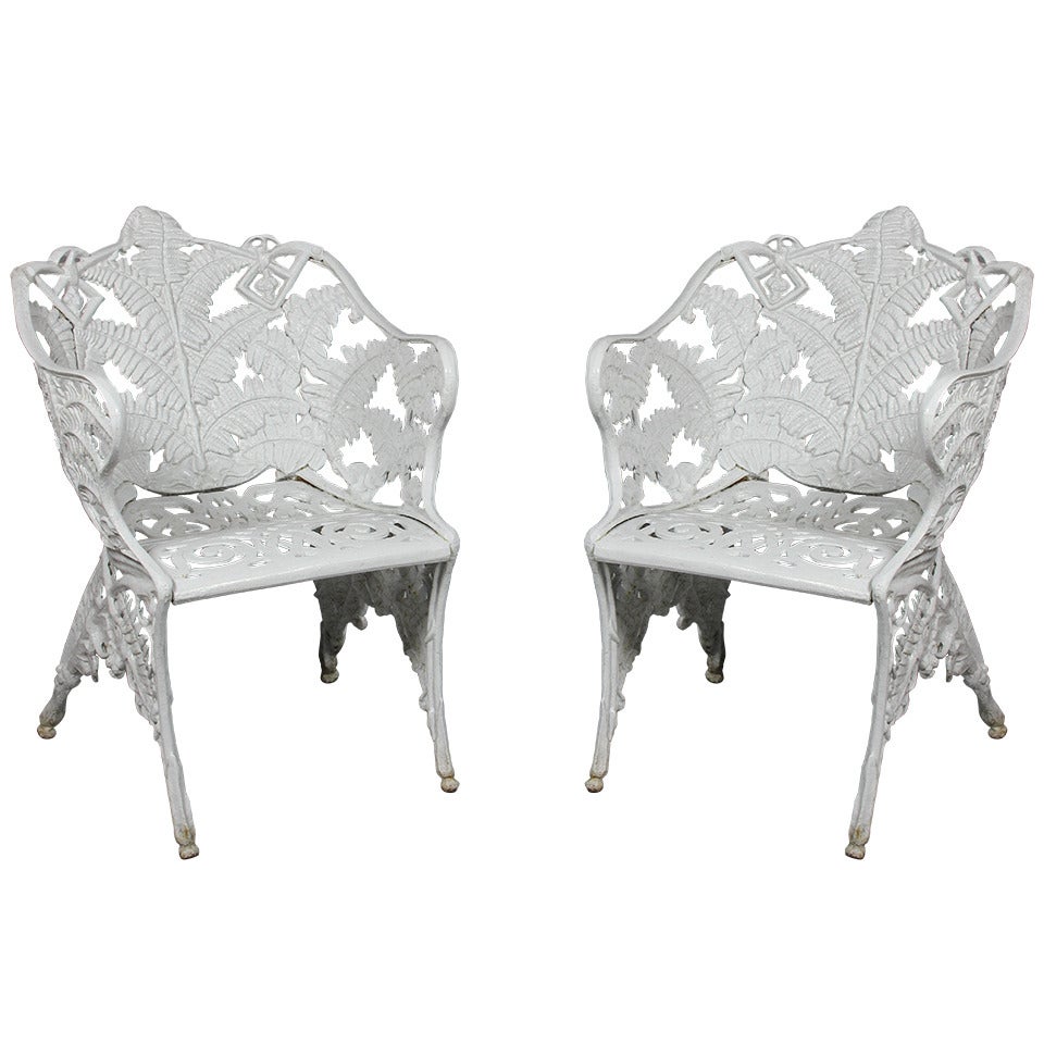 Pair Of English Cast Iron Arm Chairs