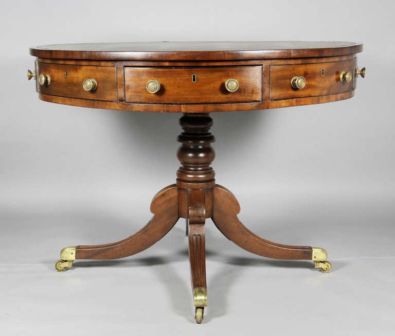 Regency Mahogany And Ebony Drum Table
