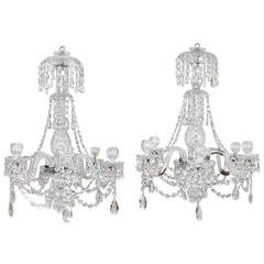 Antique Pair of Anglo Irish Cut Glass Chandeliers