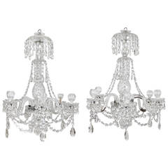 Pair of Anglo Irish Cut Glass Chandeliers