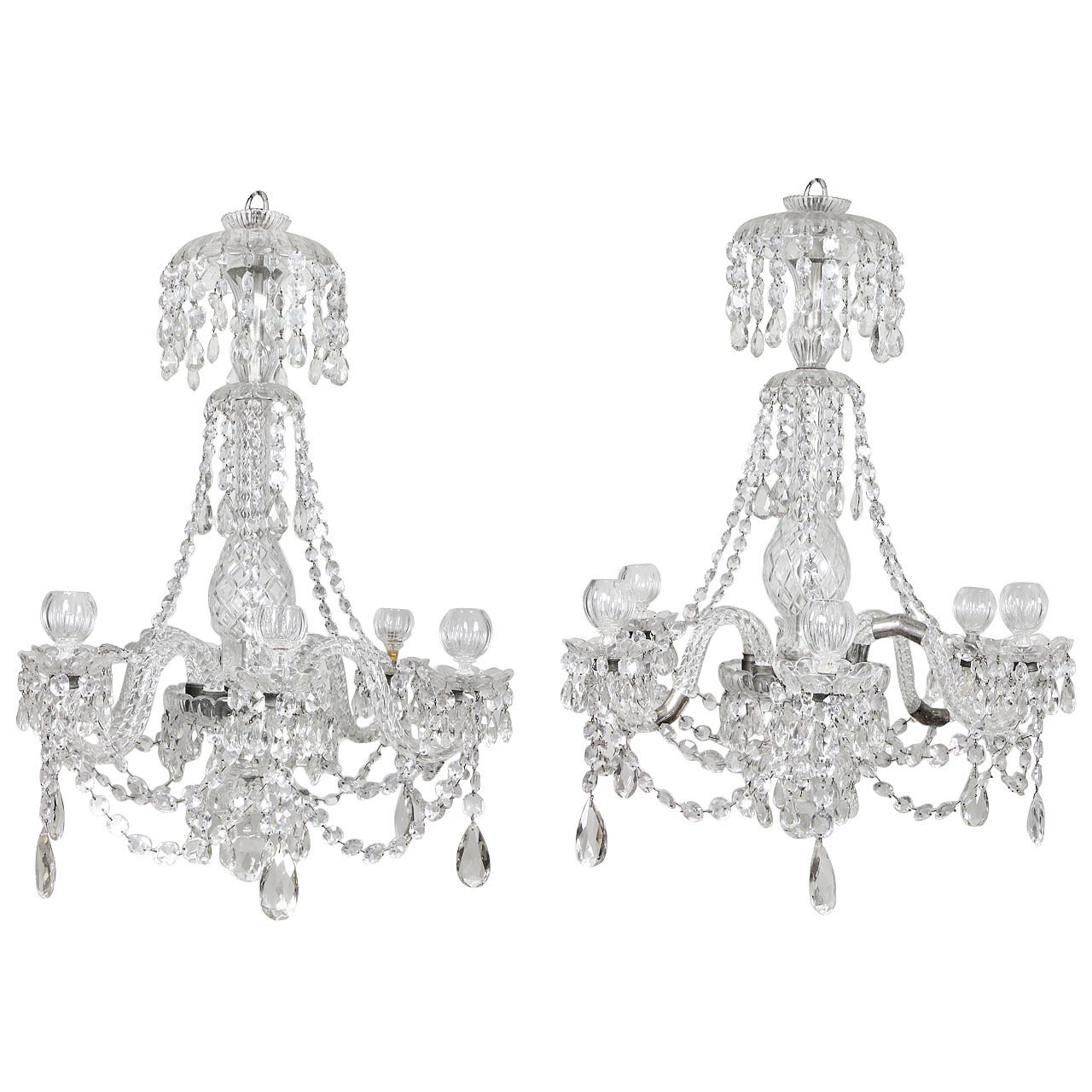 Pair of Anglo Irish Cut Glass Chandeliers