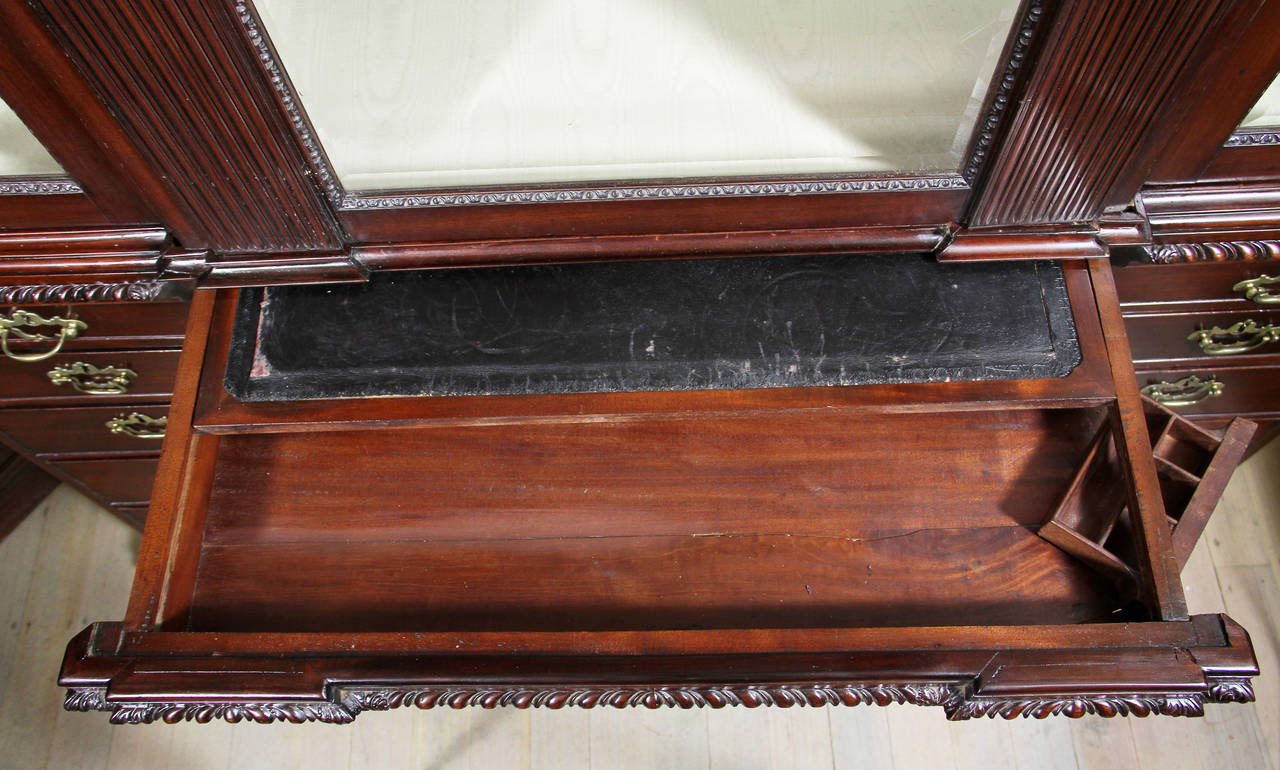 English George III Mahogany Secretaire Bookcase