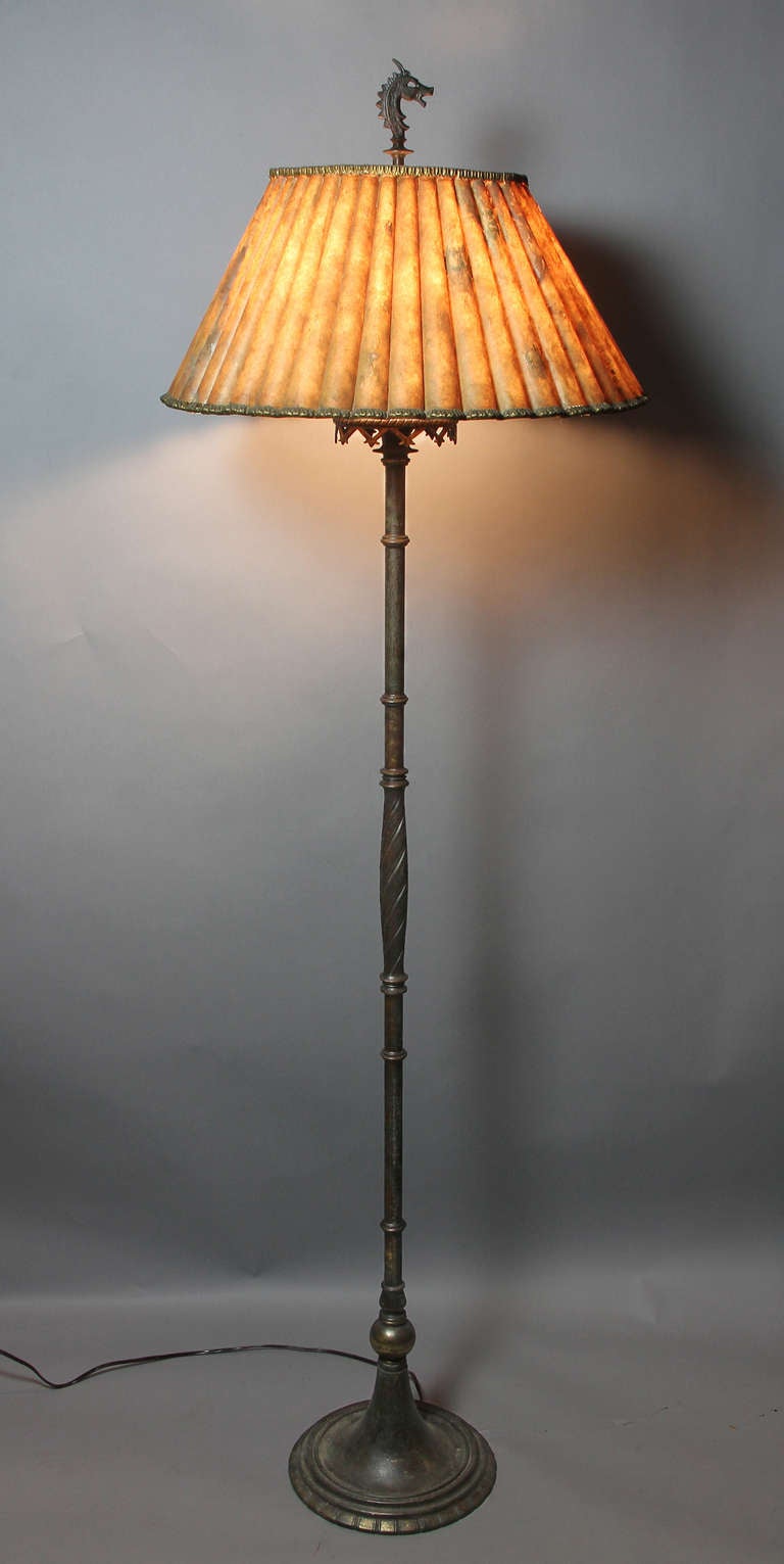 Arts and Crafts Oscar Bach Bronze Floor Lamp